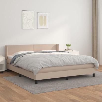 Pat box spring cu saltea, cappuccino, 160x200cm piele ecologică GartenMobel Dekor