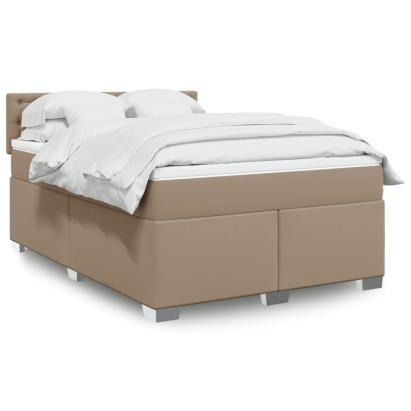 Pat box spring cu saltea, cappuccino, 160x200cm piele ecologică GartenMobel Dekor