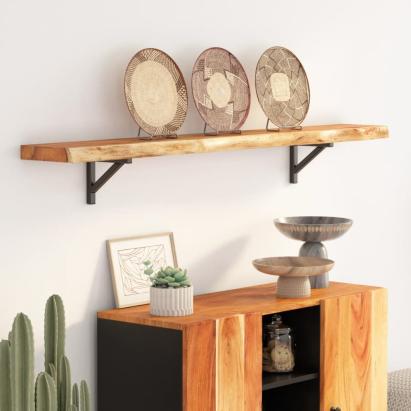 Raft perete 140x20x3,8cm dreptunghiular lemn acacia margine vie GartenMobel Dekor