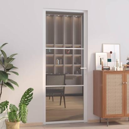 Ușă de interior, 83x201,5 cm, alb, sticlă ESG și aluminiu GartenMobel Dekor