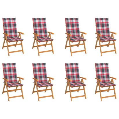 Scaune de grădină rabatabile cu perne, 8 buc., lemn masiv tec GartenMobel Dekor