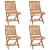 Scaune grădină pliabile cu perne, 4 buc, lemn masiv tec GartenMobel Dekor