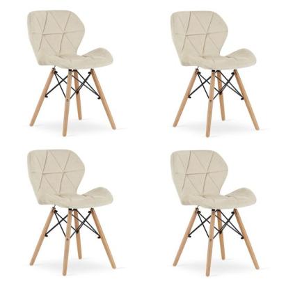 Set 4 scaune stil scandinav, Artool, Lago, catifea, lemn, bej, 47x52x74 cm GartenVIP DiyLine