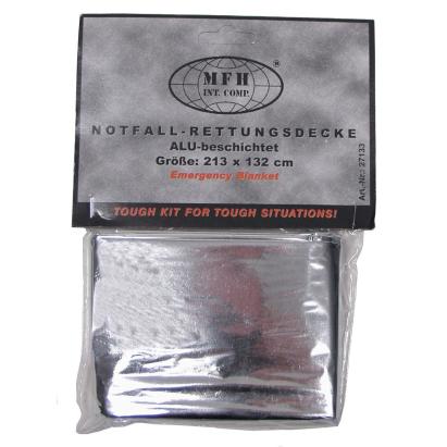 Folie supravietuire 213 x 132 cm, 50 grame argintie pentru accidente, soc, arsuri, semnalizare OutsideGear Venture