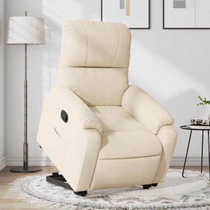 Fotoliu rabatabil cu ridicare, bej, microfibră GartenMobel Dekor