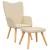 Scaun de relaxare cu taburet, crem, textil GartenMobel Dekor