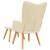 Scaun de relaxare cu taburet, crem, textil GartenMobel Dekor