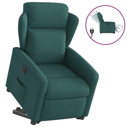 Fotoliu electric rabatabil cu ridicare, verde închis, textil GartenMobel Dekor