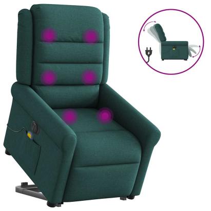 Fotoliu electric masaj rabatabil / ridicare verde închis textil GartenMobel Dekor