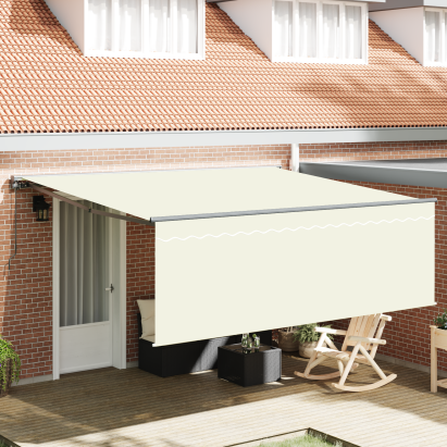 Cortina Retractabilă Manual Bej 400 × 300 cm Poliester GartenMobel Dekor