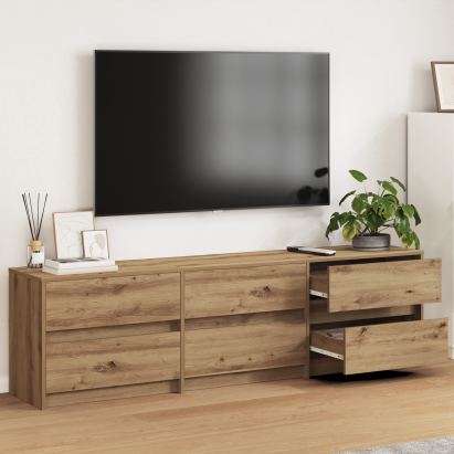 Cabinet TV cu lumini cu bandă LED cu sertar cu depozitare Maro 181 x 34 x 50 cm GartenMobel Dekor