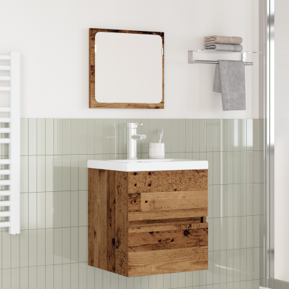 Set de mobilier pentru baie 3 pcs Stejar Artisan și Alb Mediu GartenMobel Dekor