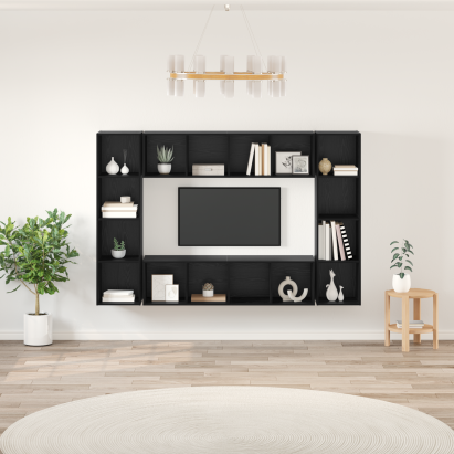 Set comodă TV 4 pcs Negru 37 x 37 x 142.5 cm Lemn compozit GartenMobel Dekor