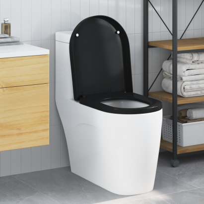 Capacul de toaletă Negru 48 x 36.5 x 4.5 cm Polipropilenă GartenMobel Dekor