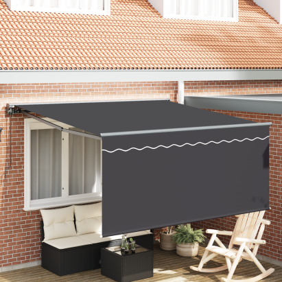 Cortina Retractabilă Manual Antracit Gri 350 x 250 cm GartenMobel Dekor