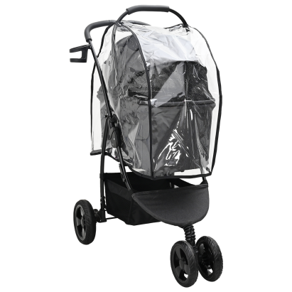 Carucior pentru Pisici Pliante Ajustabil Negru 78 x 54 x 101 cm GartenMobel Dekor