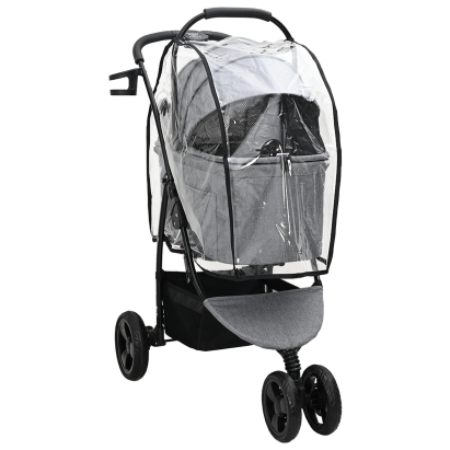 Carucior pentru Pisici Pliante Ajustabil Gri 78 x 54 x 101 cm GartenMobel Dekor