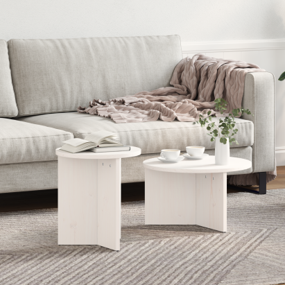 Set de măsuțe de cafea 2 pcs Alb 49 x 49 x 28 cm GartenMobel Dekor