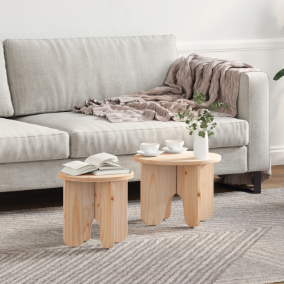 Set de măsuțe de cafea 2 pcs natural 39.5 x 39.5 x 30 cm GartenMobel Dekor
