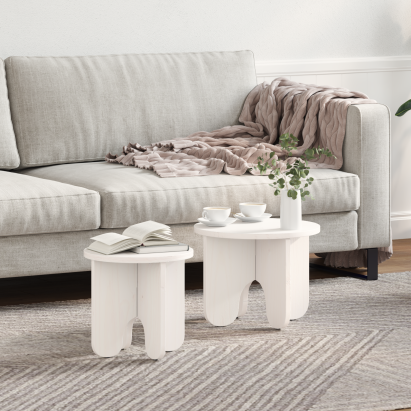 Set de măsuțe de cafea 2 pcs Alb 39.5 x 39.5 x 30 cm GartenMobel Dekor