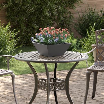 Ghiveci din plastic 5 pcs Negru 35 x 35 x 15 cm Oțel GartenMobel Dekor