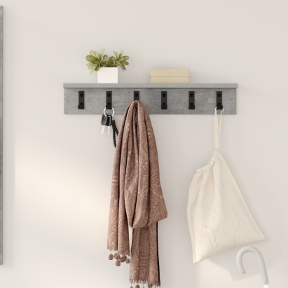 Răcător de paltoane montat pe perete cu raft Pe perete Gri beton GartenMobel Dekor