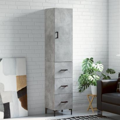 Dulap înalt, gri beton, 34,5x34x180 cm, lemn prelucrat GartenMobel Dekor