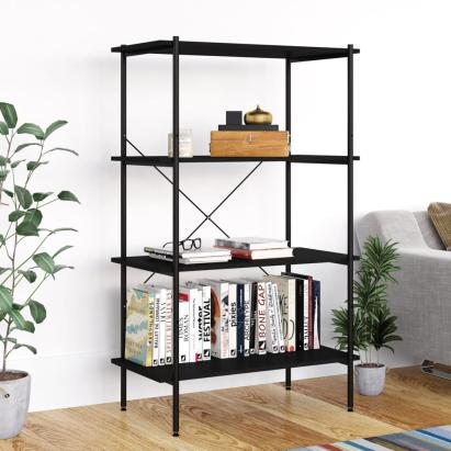 Unitate cu rafturi pe 4 niveluri, negru, 80x40x130 cm GartenMobel Dekor