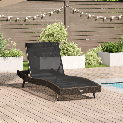 Șezlong cu pernă 1-persoană Maro 197 x 70 x 82 cm Rattan poli GartenMobel Dekor