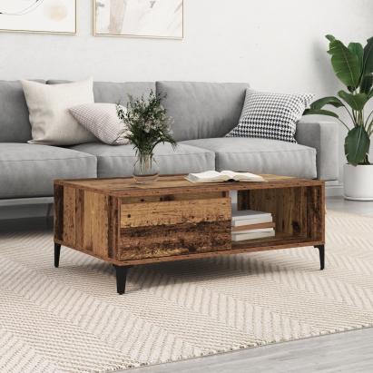 Masă de cafea cu raft Lemn vechi 90 x 60 x 35 cm Lemn compozit GartenMobel Dekor