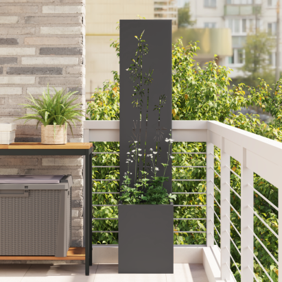Ghiveci de Grădină cu Panou Decorativ Negru 32 x 140 cm GartenMobel Dekor