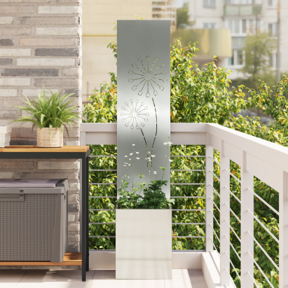 Ghiveci de Grădină cu Panou Decorativ Argintiu 32 x 140 cm GartenMobel Dekor