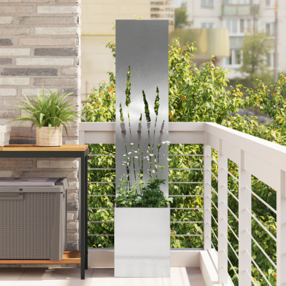 Ghiveci de Grădină cu Panou Decorativ Argintiu 32 x 140 cm GartenMobel Dekor