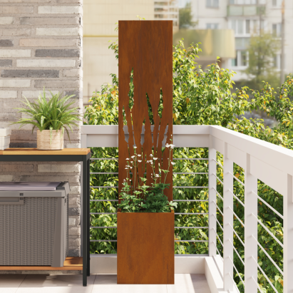 Ghiveci de Grădină cu Panou Decorativ Ruginit 32 x 140 cm GartenMobel Dekor