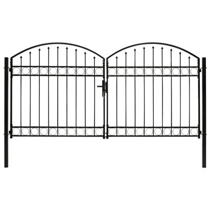 Poartă de gard dublă cu arcadă, negru, 300 x 150 cm, oțel GartenMobel Dekor