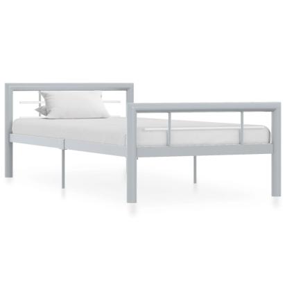Cadru de pat, gri și alb, 100 x 200 cm, metal GartenMobel Dekor