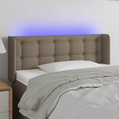 Tăblie de pat cu LED, gri taupe, 93x16x78/88 cm, textil GartenMobel Dekor