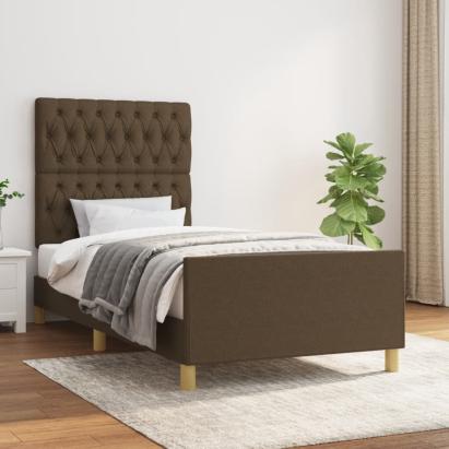 Cadru de pat fără saltea, maro închis, 100x200 cm, textil GartenMobel Dekor