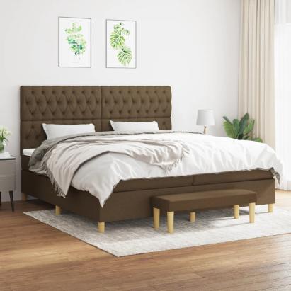 Pat box spring cu saltea, maro închis, 200x200 cm, textil GartenMobel Dekor