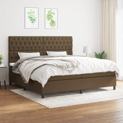Pat box spring cu saltea, maro închis, 200x200 cm, textil GartenMobel Dekor