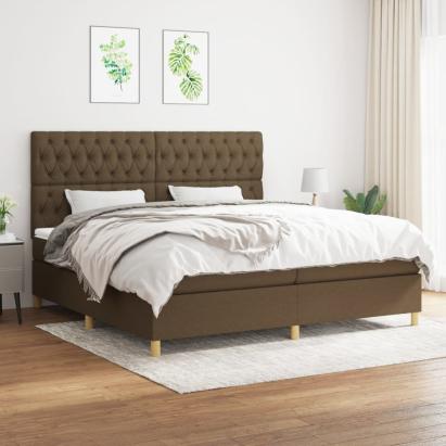 Pat box spring cu saltea, maro închis, 200x200 cm, textil GartenMobel Dekor