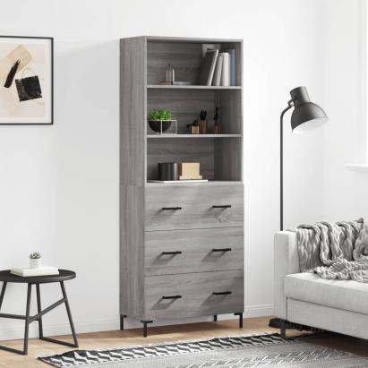 Dulap înalt, gri sonoma, 69,5x34x180 cm, lemn compozit GartenMobel Dekor