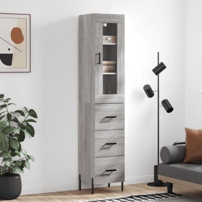 Dulap înalt, gri sonoma, 34,5x34x180 cm, lemn prelucrat GartenMobel Dekor
