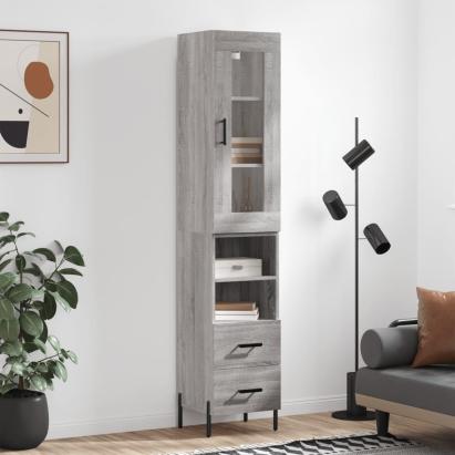 Dulap înalt, gri sonoma, 34,5x34x180 cm, lemn prelucrat GartenMobel Dekor