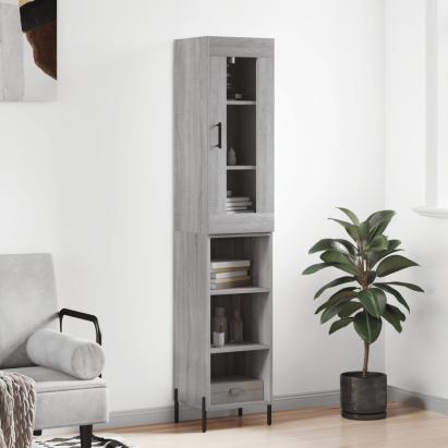 Dulap înalt, gri sonoma, 34,5x34x180 cm, lemn prelucrat GartenMobel Dekor