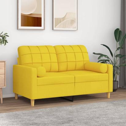 Canapea cu 2 locuri cu pernuțe, galben deschis, 120 cm, textil GartenMobel Dekor
