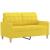 Set de canapele cu perne, 3 piese, galben deschis, textil GartenMobel Dekor