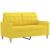 Set de canapele cu perne, 3 piese, galben deschis, textil GartenMobel Dekor