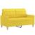 Set de canapele cu perne, 3 piese, galben deschis, textil GartenMobel Dekor