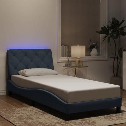 Cadru de pat cu lumini LED, gri închis, 80x200 cm, catifea GartenMobel Dekor
